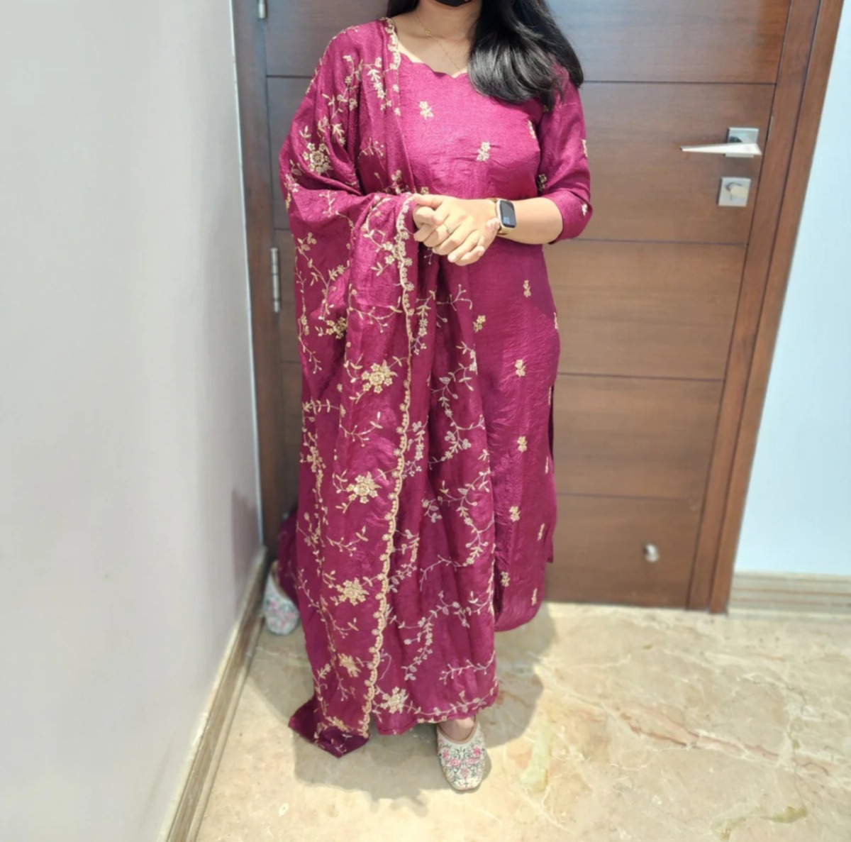 Space silk salwar set with lining 
