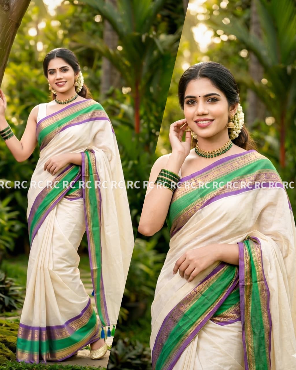 Traditional and modern mulcotton saree
