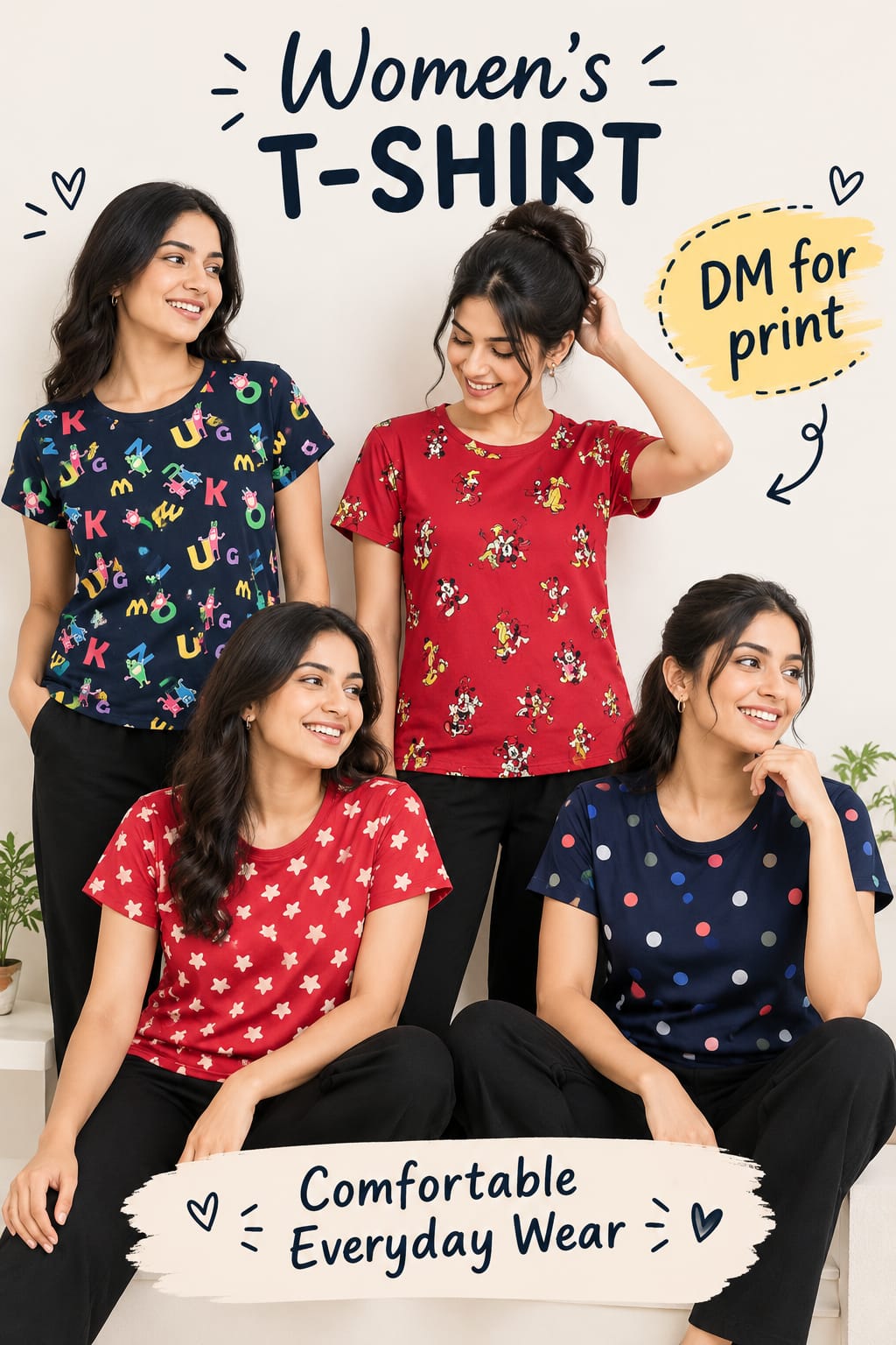 Knitted cotton women T- shirt