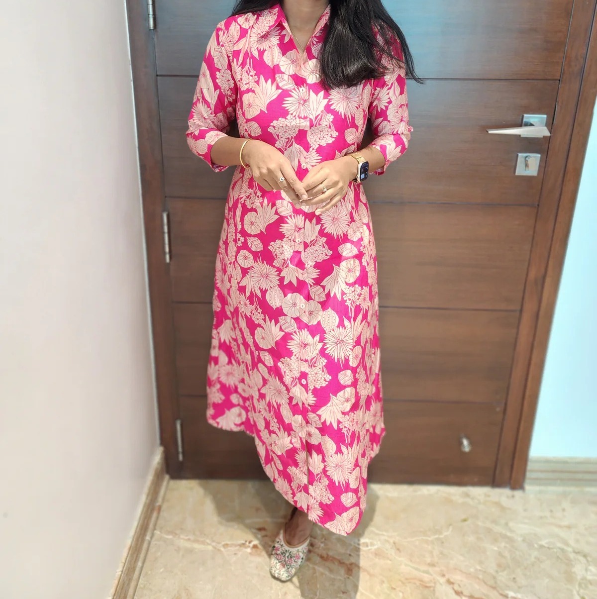 Anbarasi: Vatican Fabric A-Line Kurti with Pocket | 47-Inch Stylish Ethnic Wear