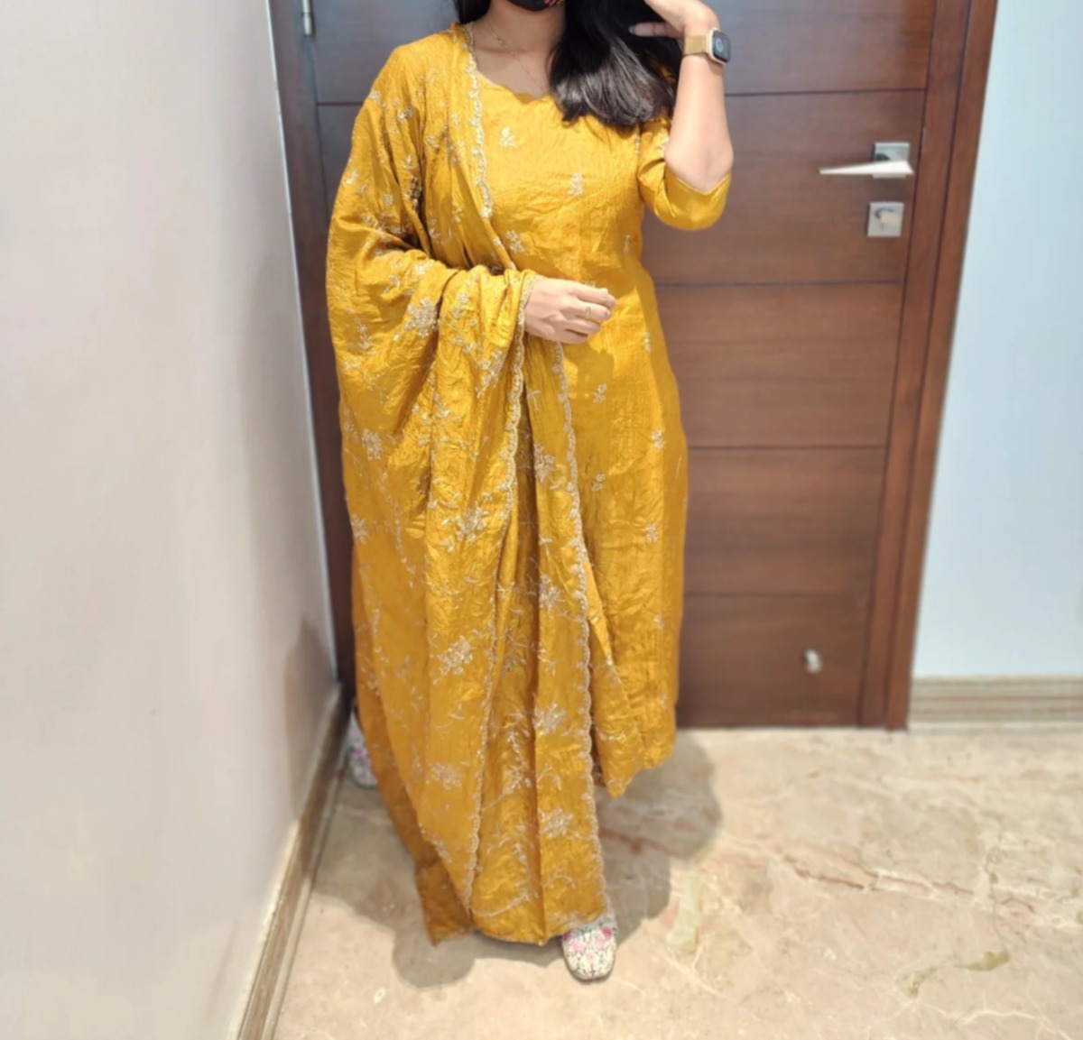 Anbarasi: Space Silk Salwar Set with Lining | Elegant Kurti & Dupatta by Aarral
