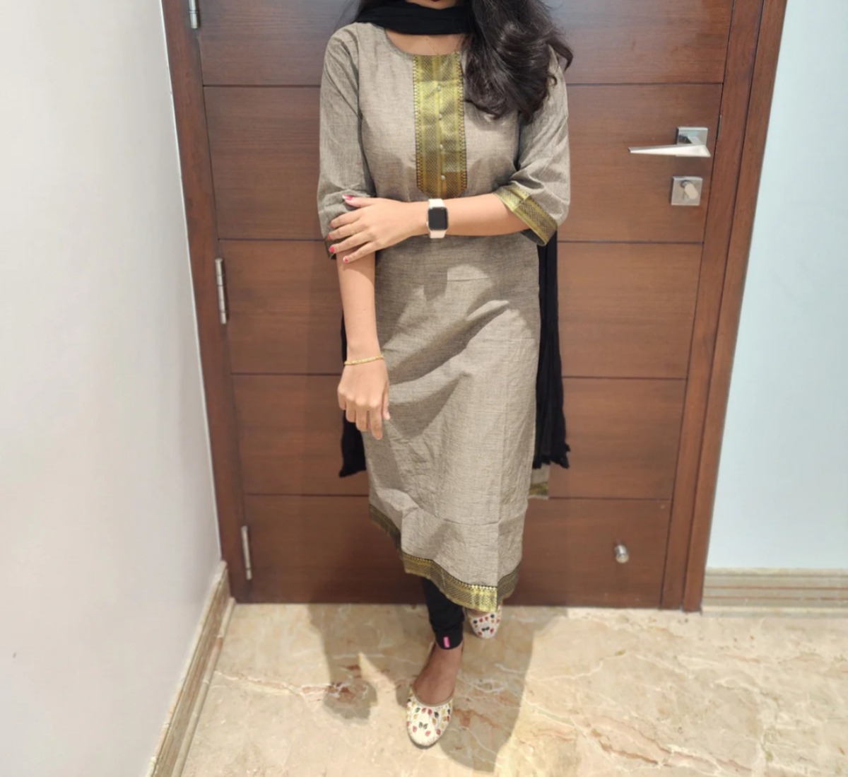 Anbarasi: Cotton straight cut kurti 