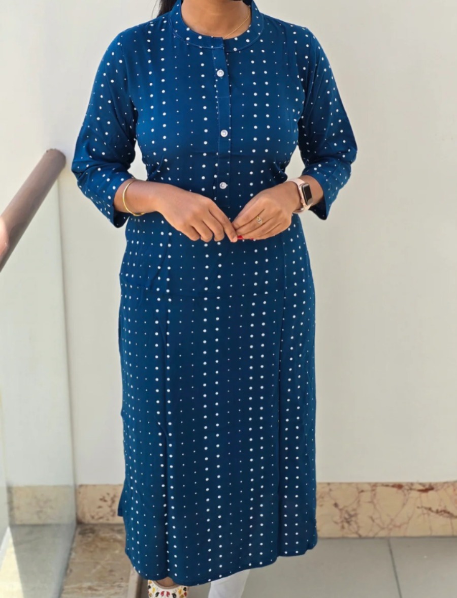 Anbarasi: Straight Cut Rayon Kurtis with Pocket - 43-Inch Length, Sizes S to XXL