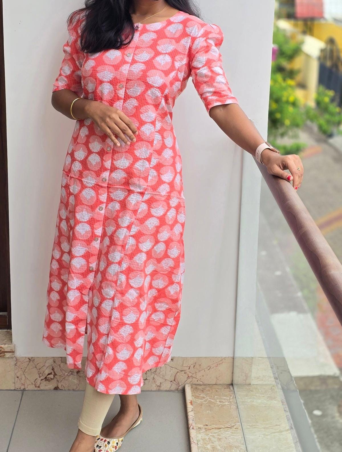 Anbarasi: Jaipur Cotton A-Line Dress - Puff Sleeves, 45-inch Length, Double Side Pockets, S-XXL Sizes