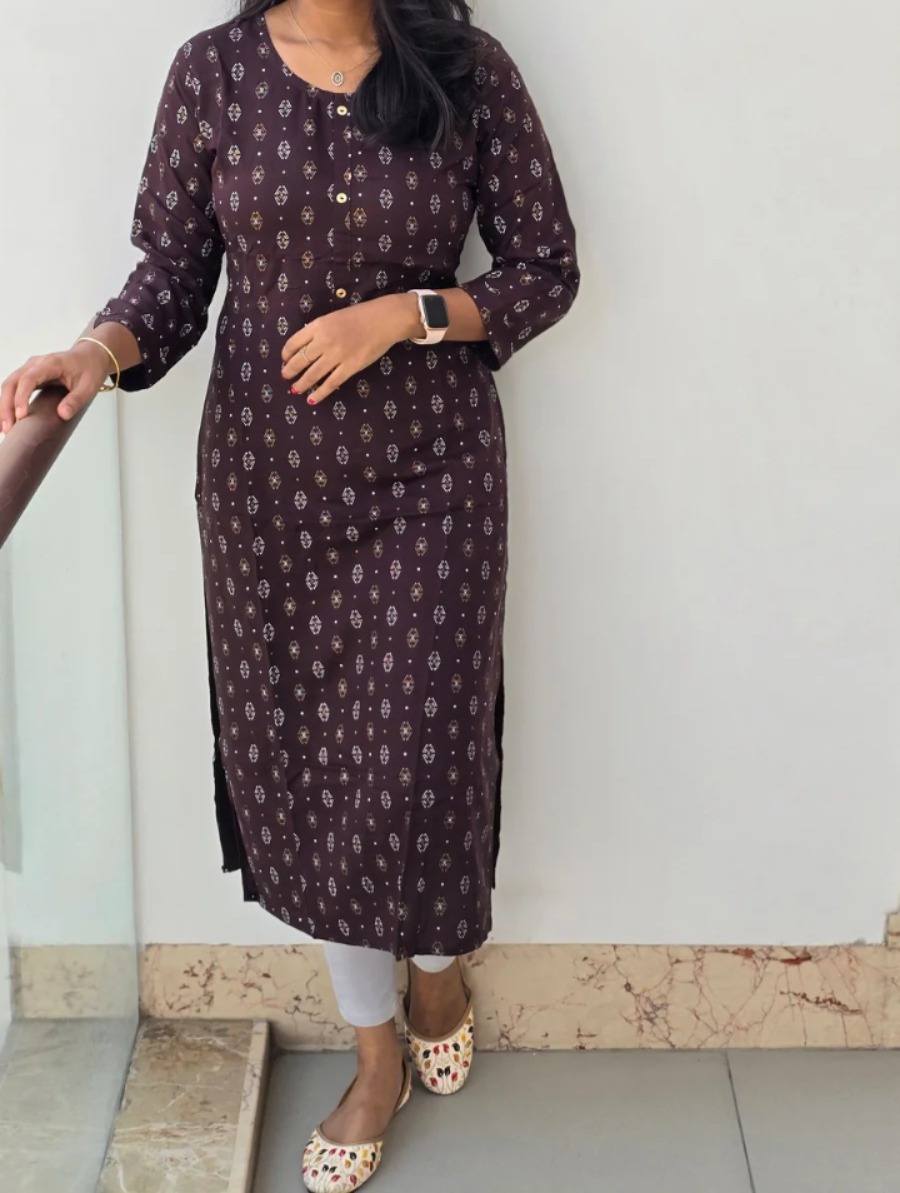 Anbarasi: Straight Cut Rayon Kurti, 43-Inch Length, Available in Sizes S to XXL