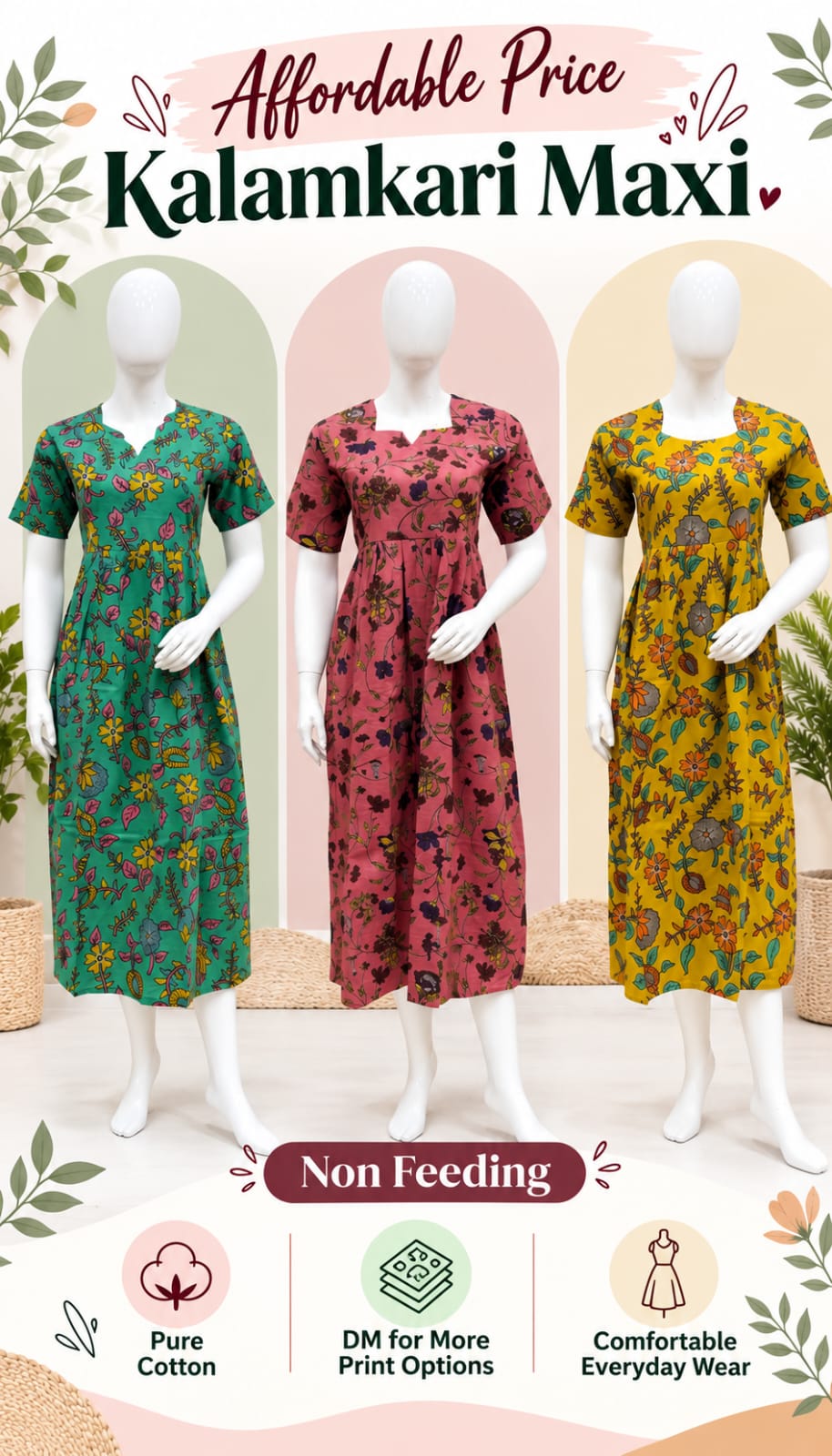 Budget friendly pure cotton kalamkari print frocks