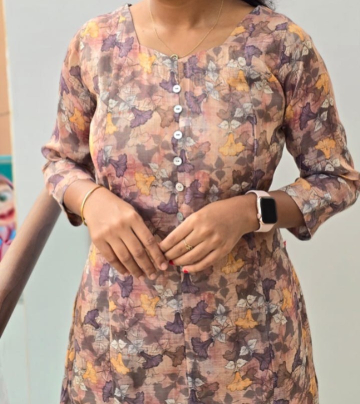 Anbarasi: Semi Umbrella Tissue Silk Kurti, 46-Inch Length, Available in Sizes S to XXL