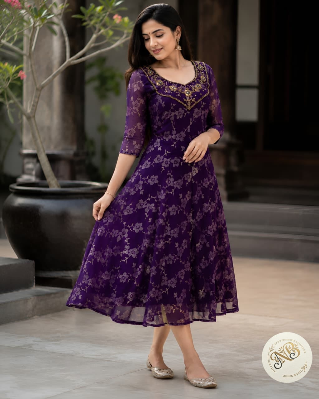 Georgette party wear Aline handwork kurti