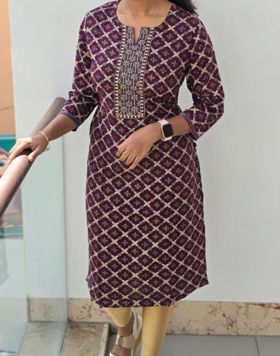 Anbarasi: Embroidered Straight Cut Rayon Kurtis with Pocket - 40-Inch Height, Sizes S to XXL