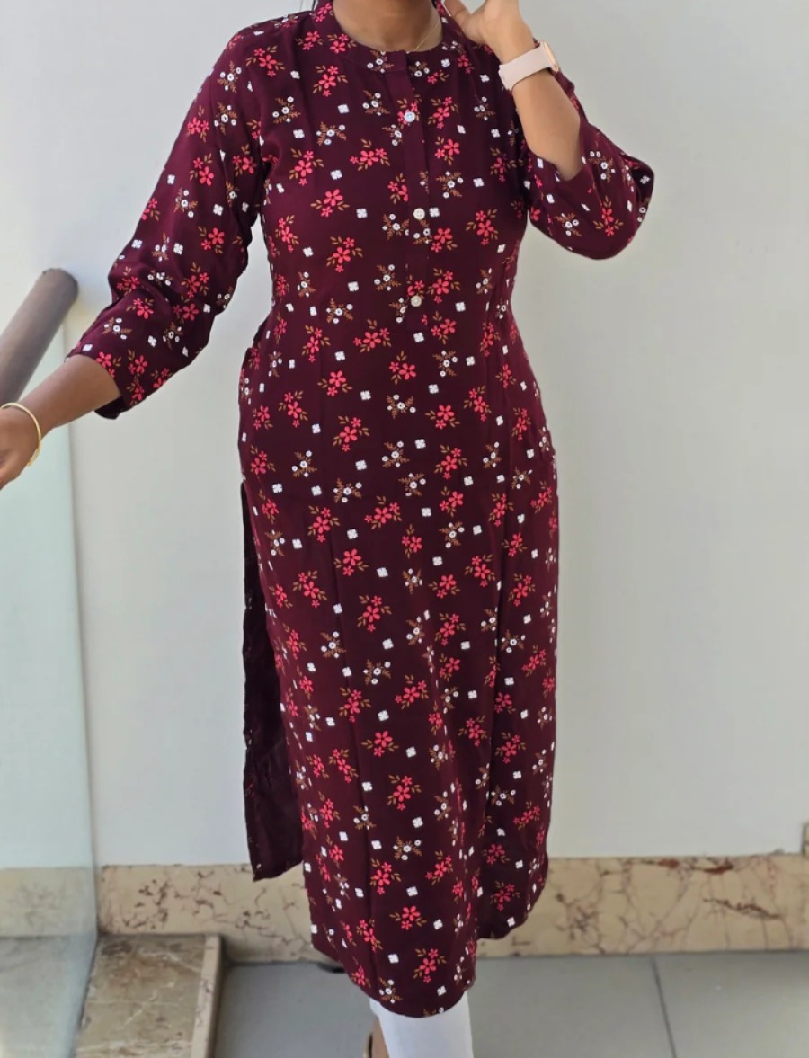 Anbarasi: Straight Cut Rayon Kurtis with Pocket - 43-Inch Length, Sizes S to XXL