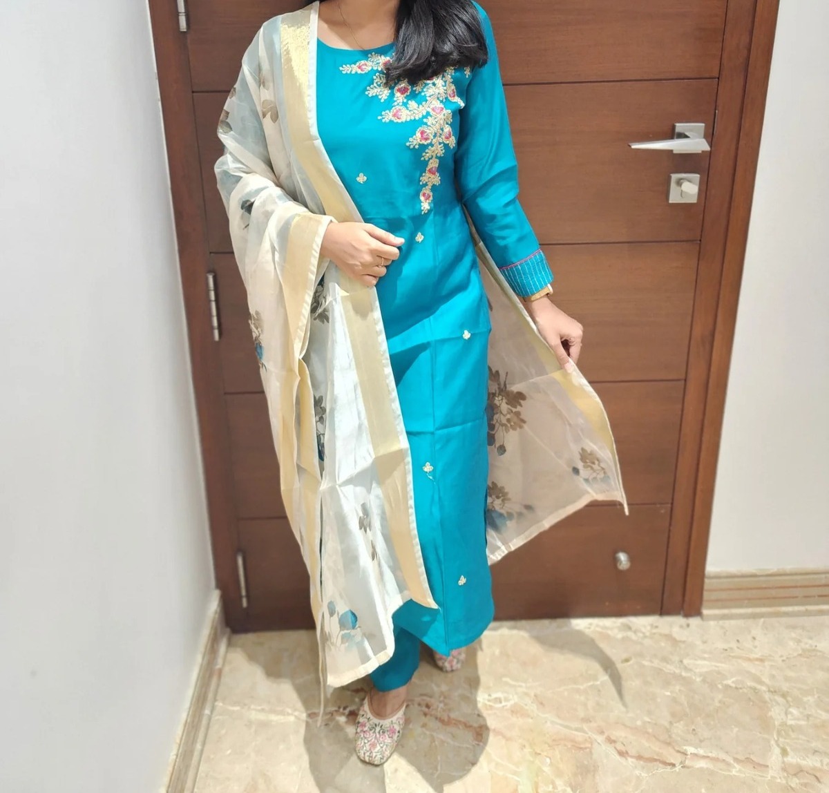 Aarral Vichitra Silk Salwar Set with Dupatta – Elegant Indian Ethnic Wear