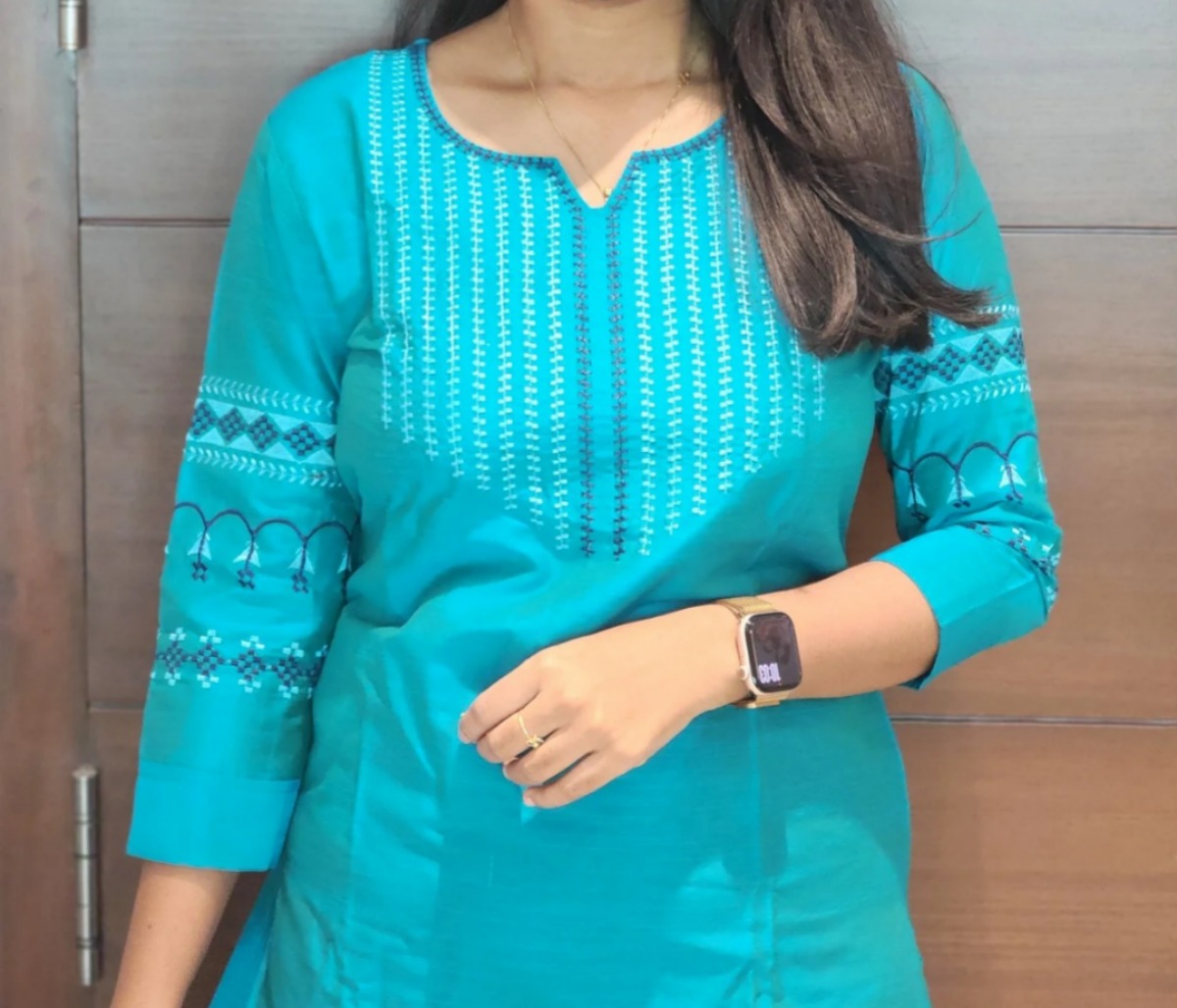 Anbarasi: Cotton Straight Cut Kurti - 3/4 Sleeve, S-XXL, Indian Ethnic Wear