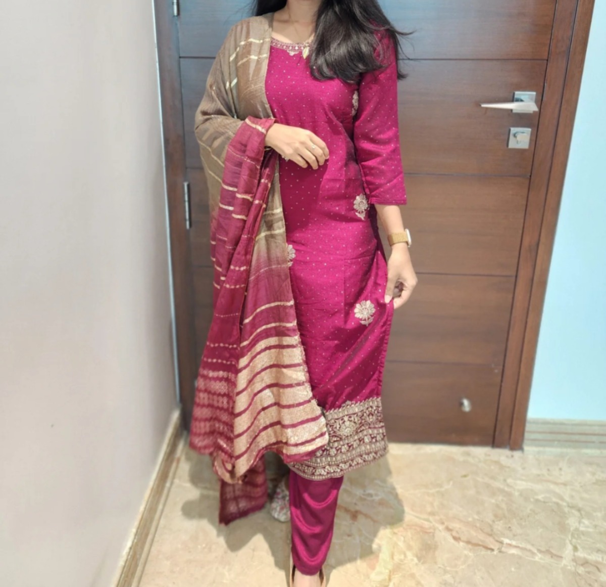 Vichitra Silk Salwar Set with Dupatta | Elegant Kurtis & Kurtas by Aarral