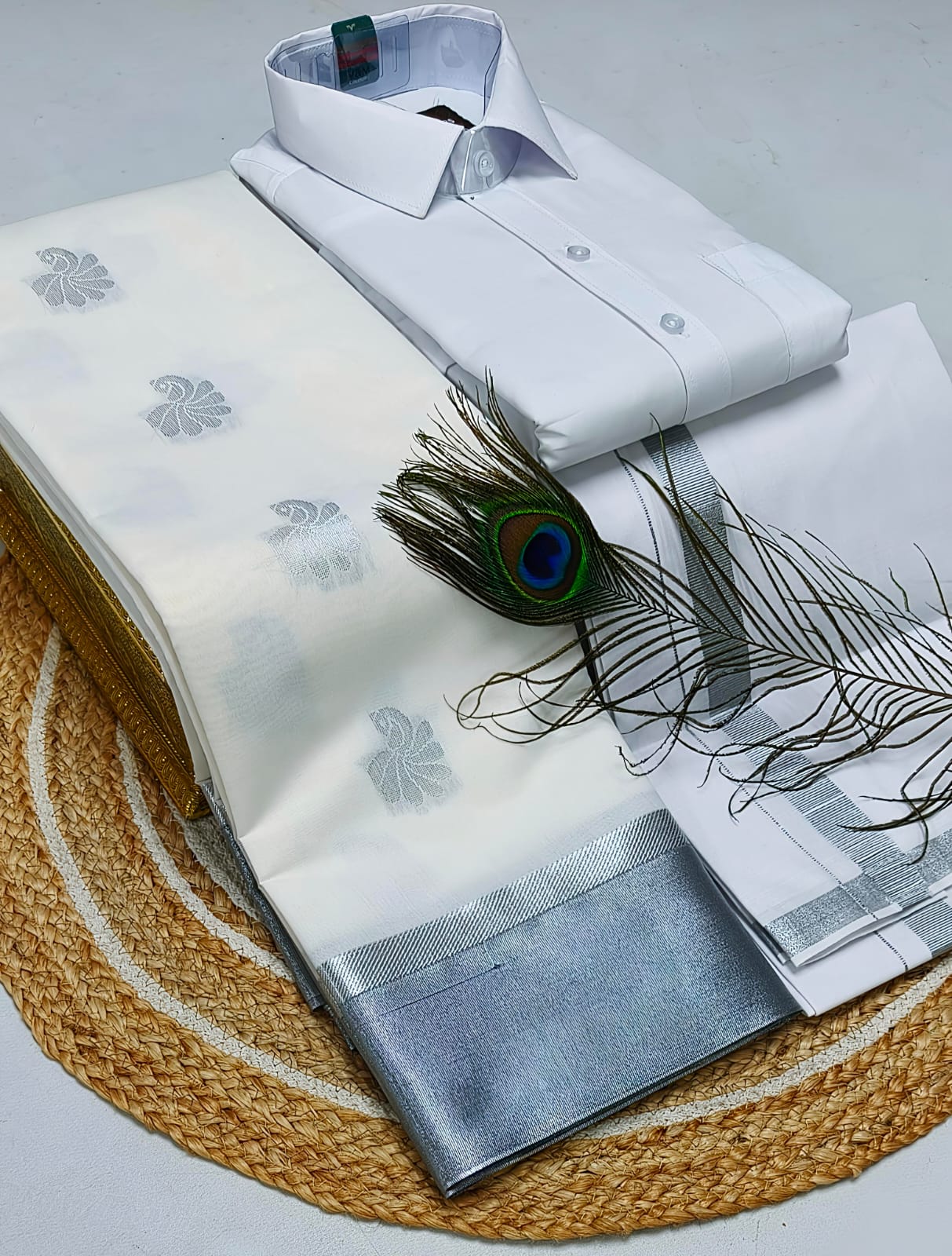 Ellampillai soft silver silk cotton sarees & Cotton dotis,shirts