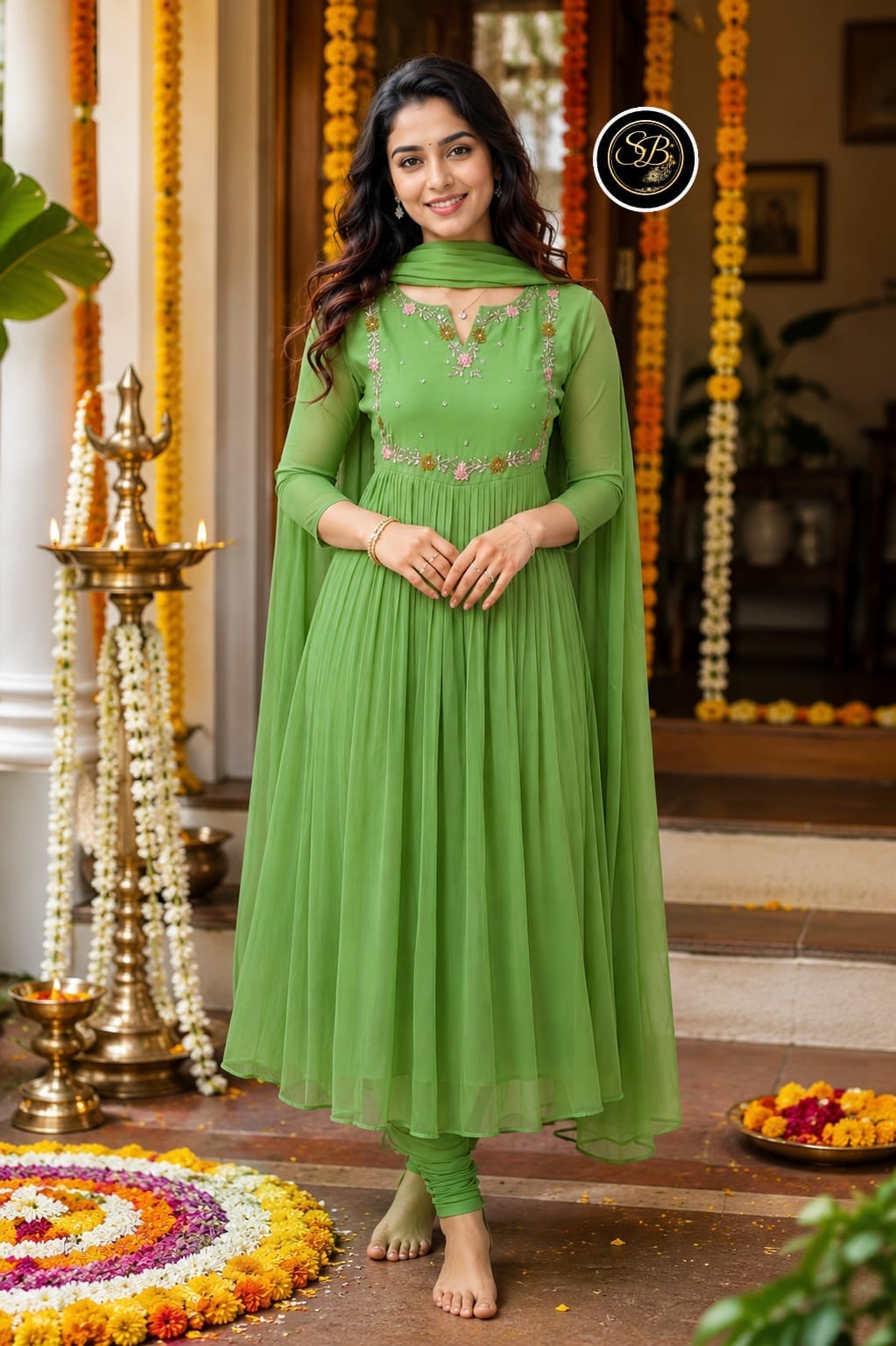 Anbarasi: Georgette desinger neck line heavy handwork 