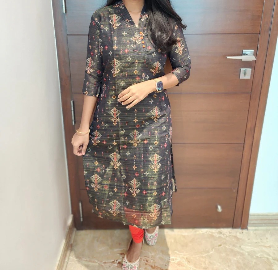 Anbarasi: Tussar Silk Straight Cut Kurti for Women | Fully Lined Ethnic Wear by Aarral