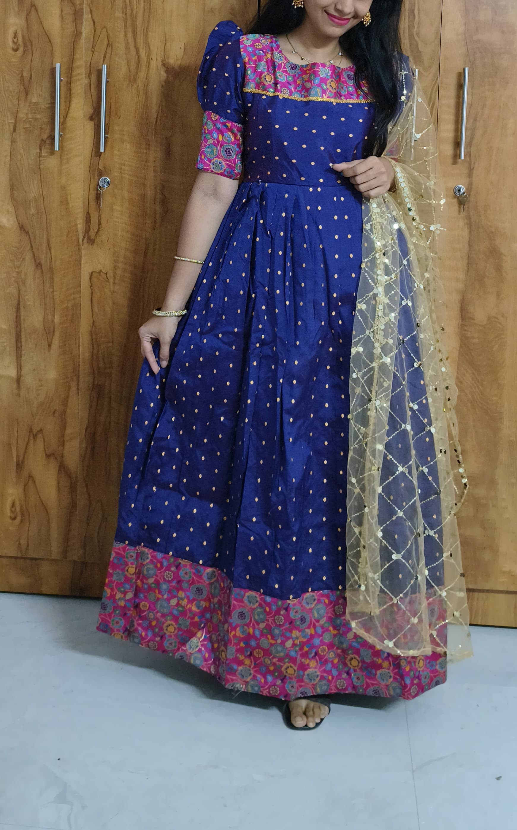 Butta Silk Weave Feeding Dress with Premium Crepe Lining