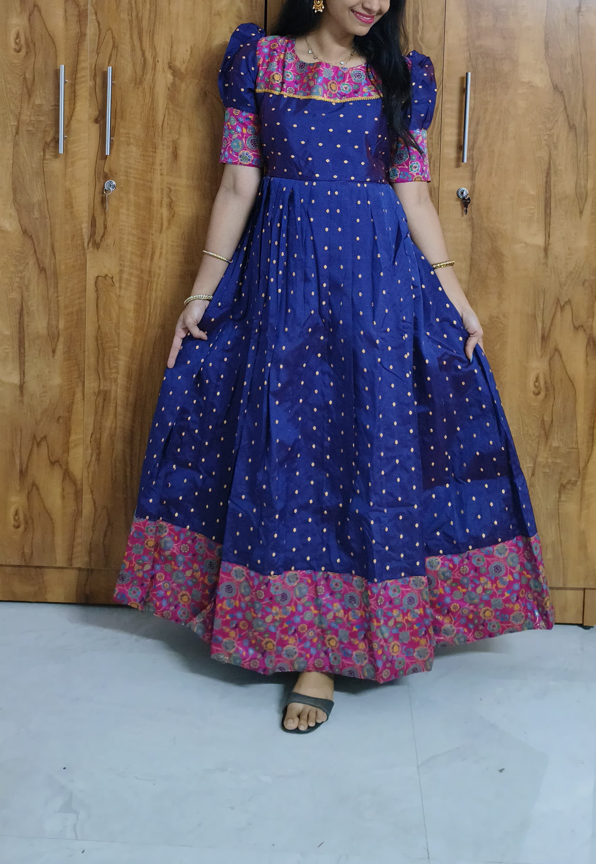 Anbarasi: Butta Silk Weave Feeding Dress with Premium Crepe Lining