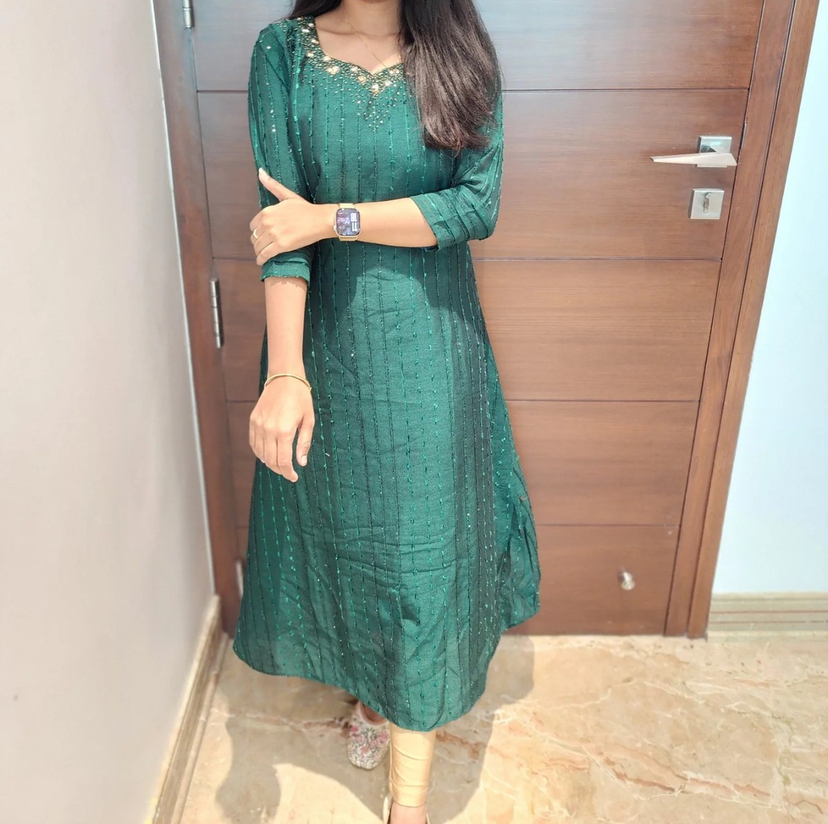 Anbarasi: Vichitra Silk Straight Cut Kurtis with Heavy Handwork | Elegant Kurtis for Women