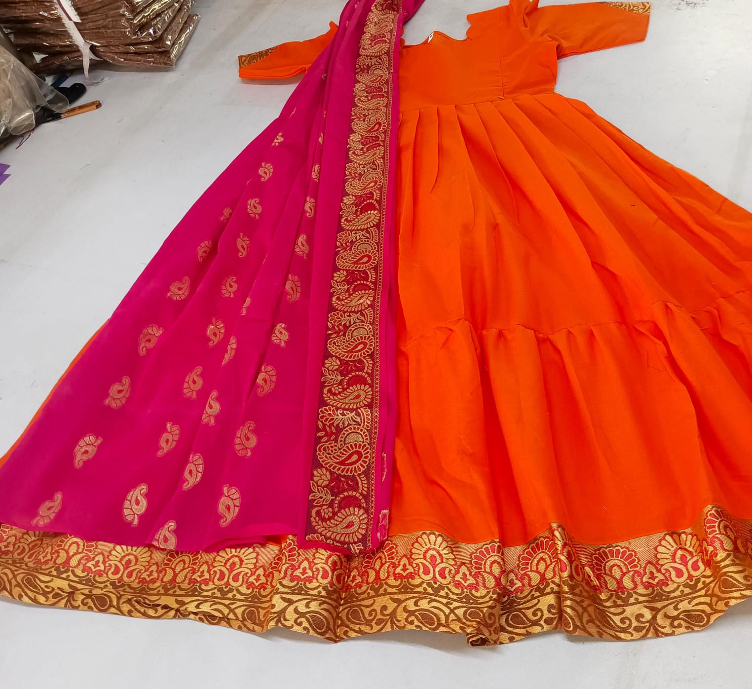 Kalyani cotton with Mangalagiri border, Dupatta kalyani cotton with border