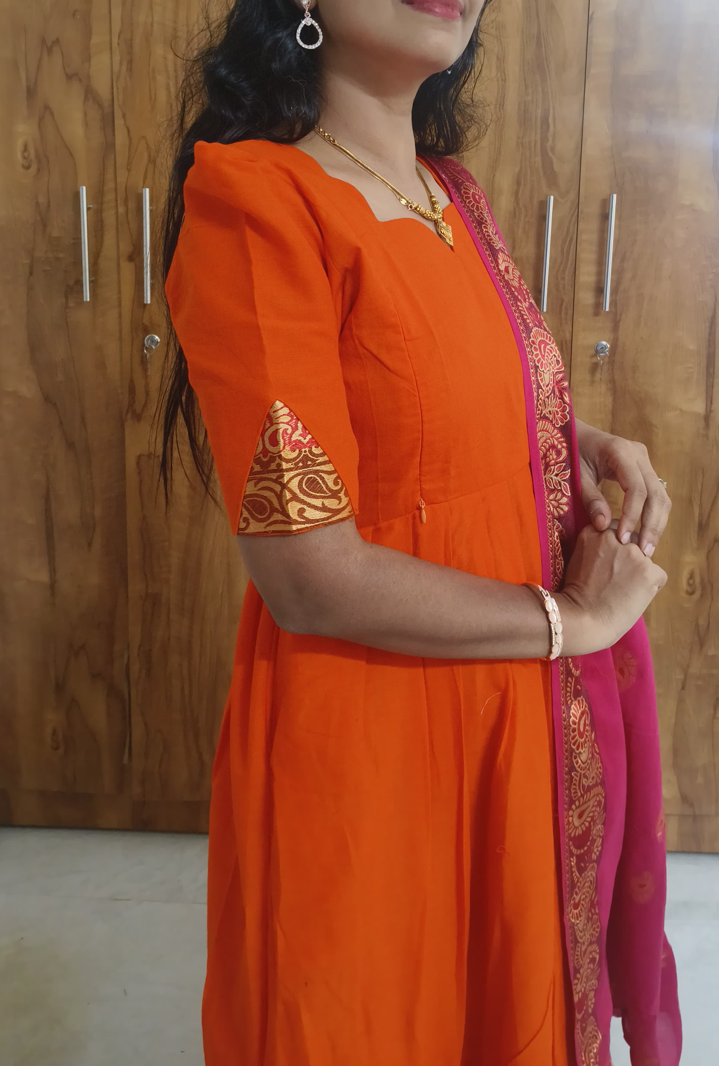 Anbarasi: Kalyani cotton with Mangalagiri border, Dupatta kalyani cotton with border