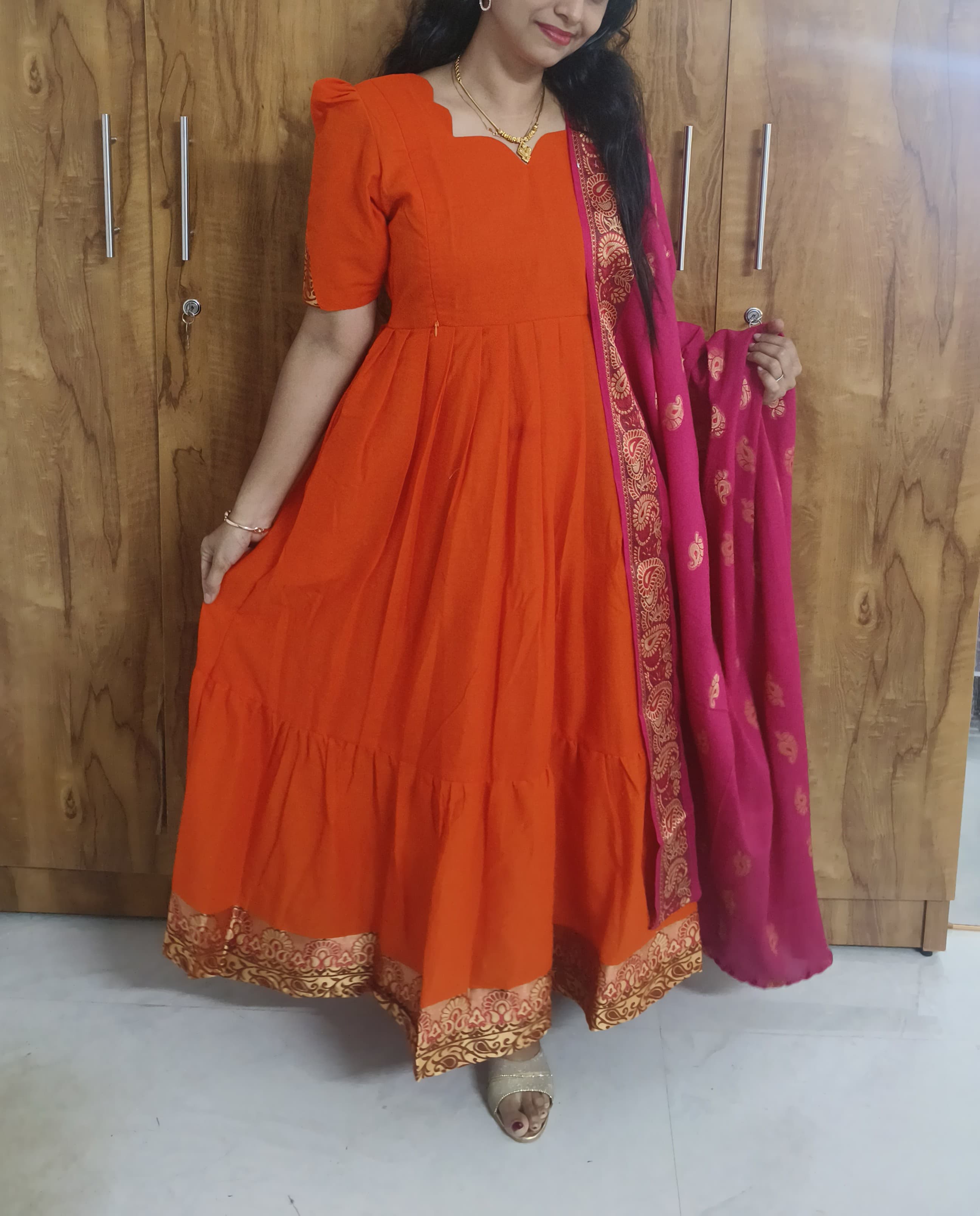 Anbarasi: Kalyani cotton with Mangalagiri border, Dupatta kalyani cotton with border