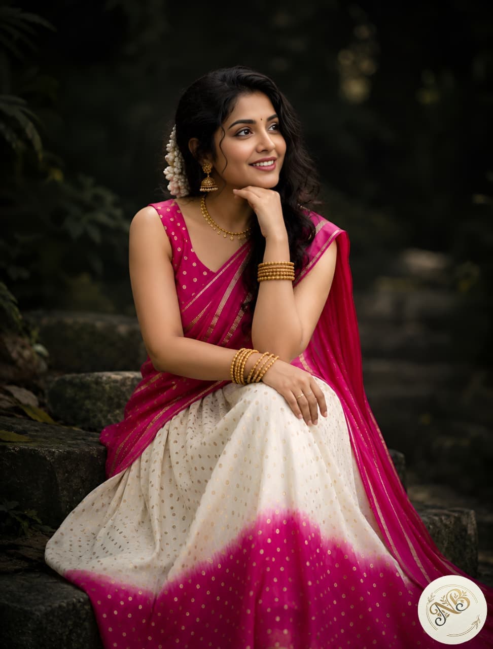 Anbarasi: Chanderi silk dhavani set stitched